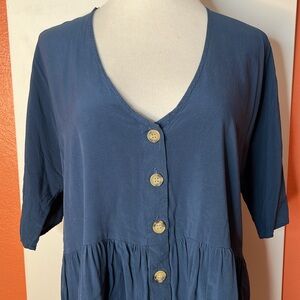 Dark Teal Button-Down Women's Top